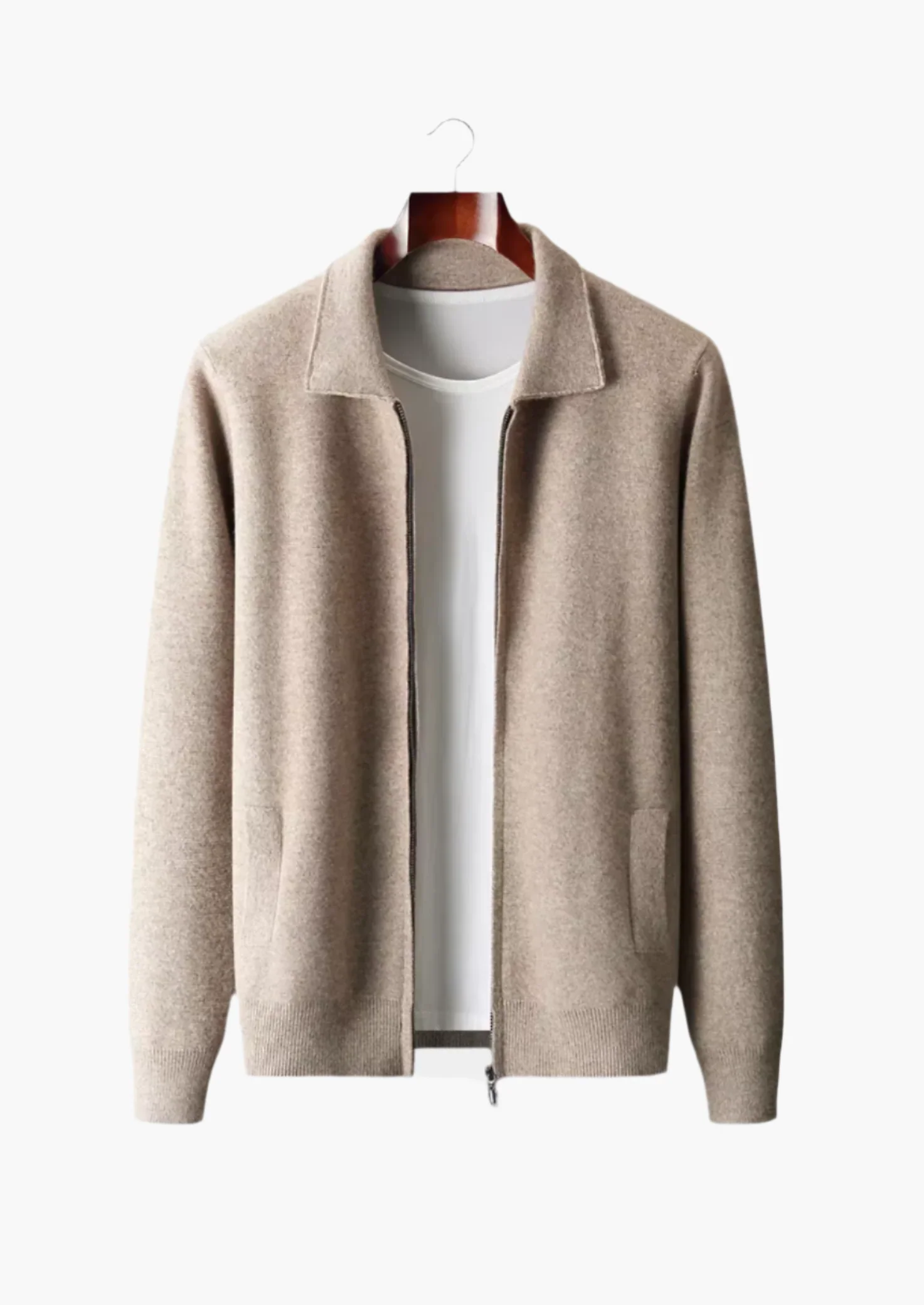 CARDIGAN TIPO POLO CON CREMALLERA DE LANA MERINO EXTRAFINA